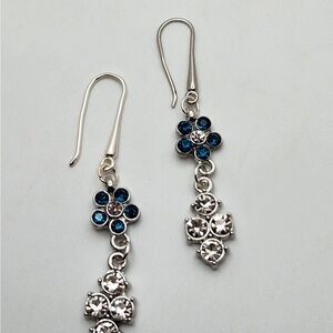Elegant Silver and Blue Crystal Drop Earrings